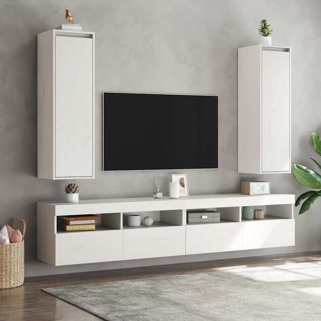 Wall Cabinets 2 pcs White 30x30x100 cm Solid Pinewood