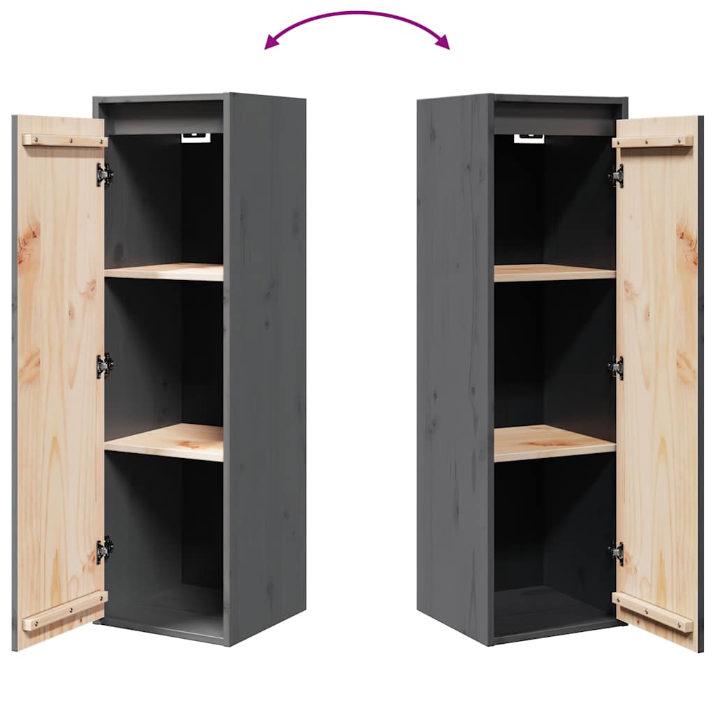 Wall Cabinets 2 pcs Grey 30x30x100 cm Solid Pinewood