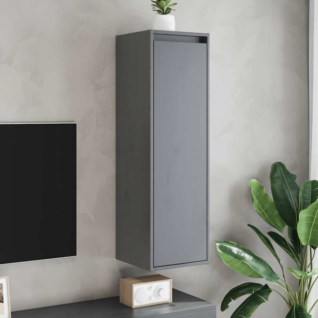 Wall Cabinets 2 pcs Grey 30x30x100 cm Solid Pinewood