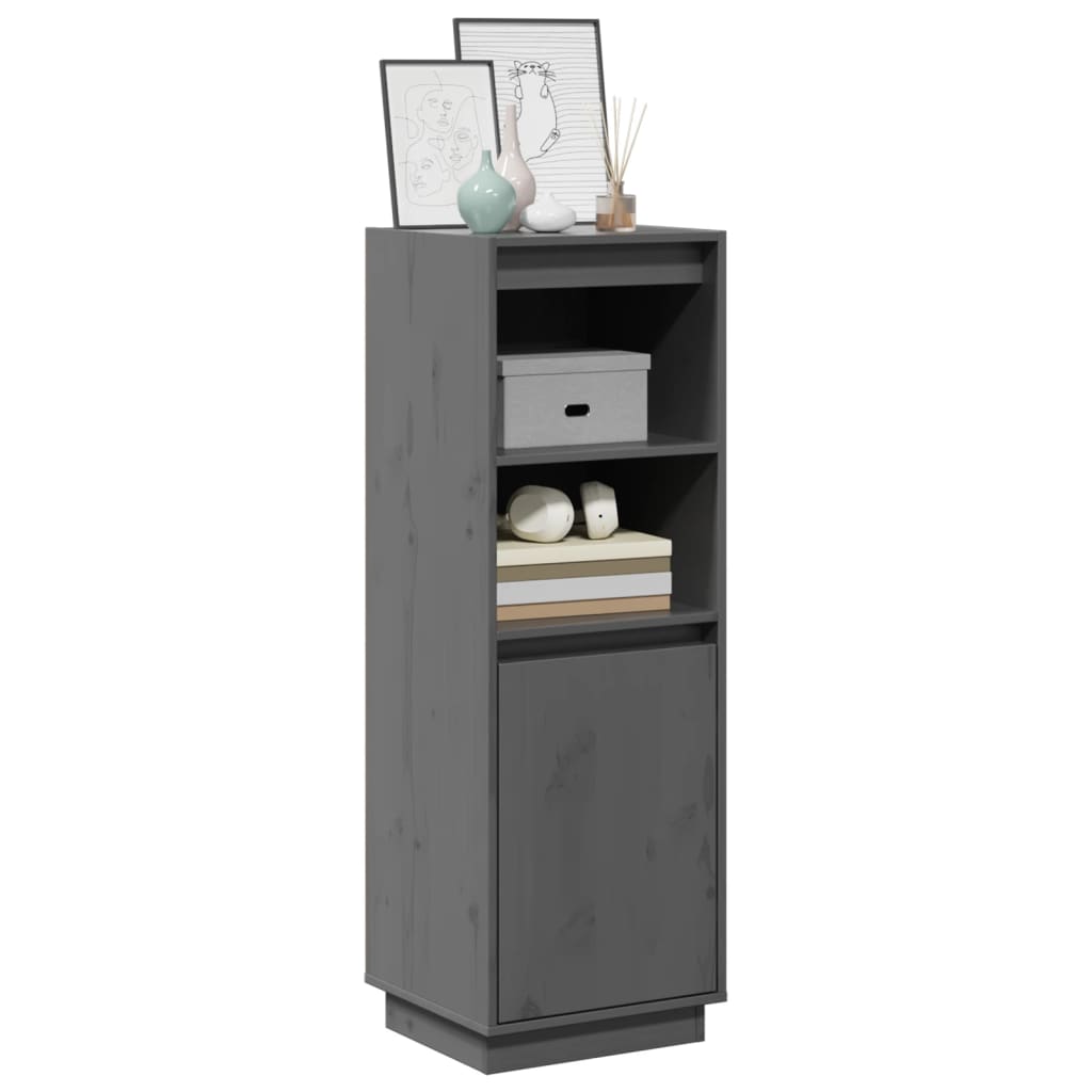 Highboard grijs 37x34x110 cm massief grenenhout