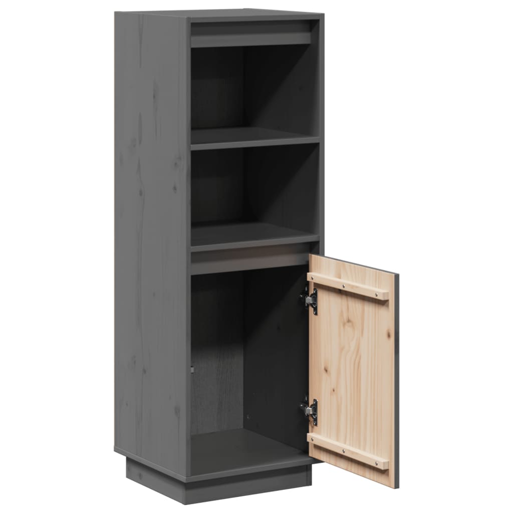 Highboard grijs 37x34x110 cm massief grenenhout