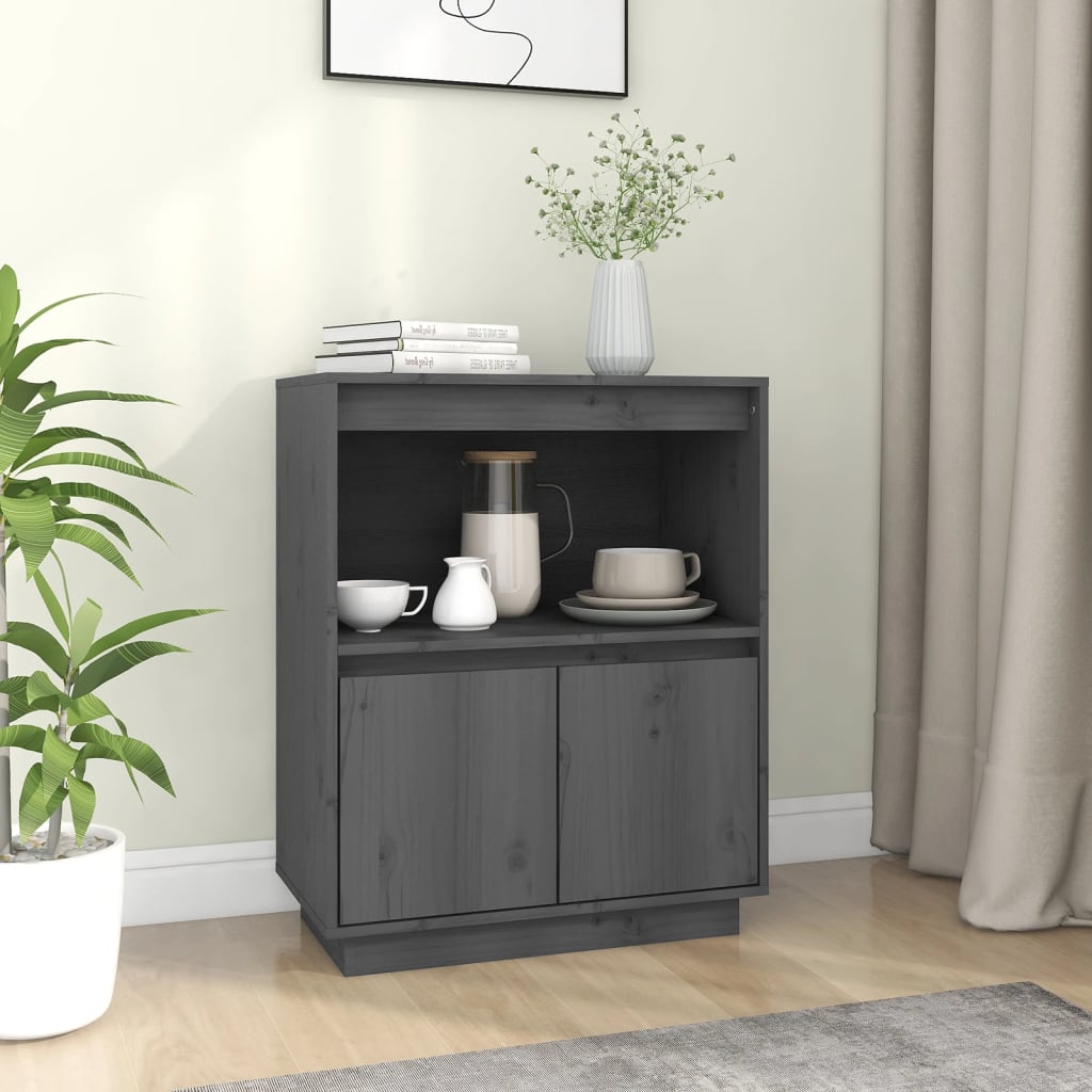 Sideboard Grey 60x34x75 cm Solid Wood Pine