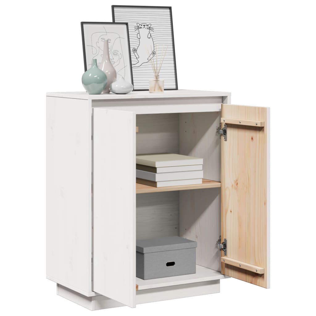 Sideboard White 60x34x75 cm Solid Wood Pine