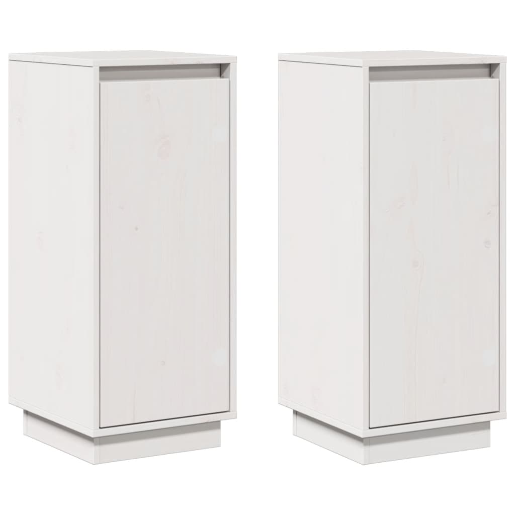 Buffets 2 pcs Blanc 31,5x34x75 cm Bois Massif Pin