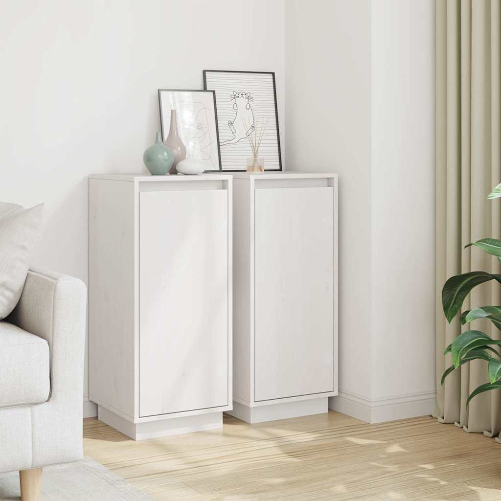813353 vidaXL Sideboards 2 pcs White 31,5x34x75 cm Solid Wood Pine
