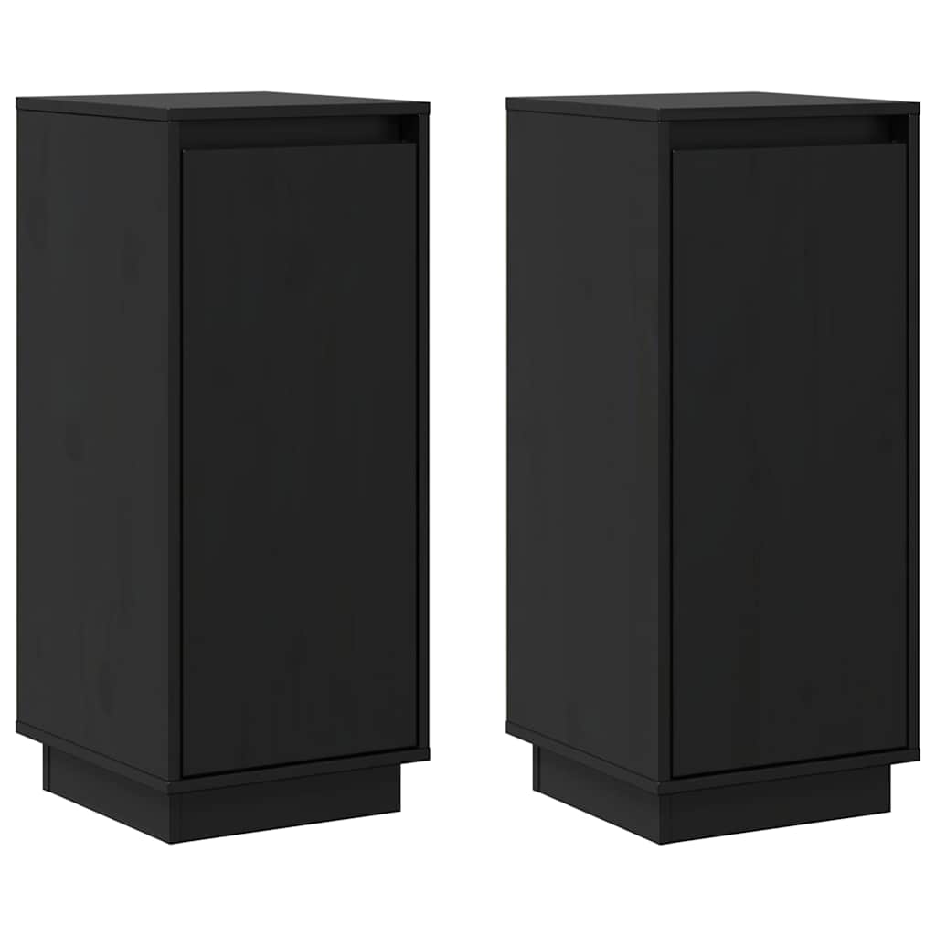 Sideboards 2 pcs Black 31,5x34x75 cm Solid Wood Pine