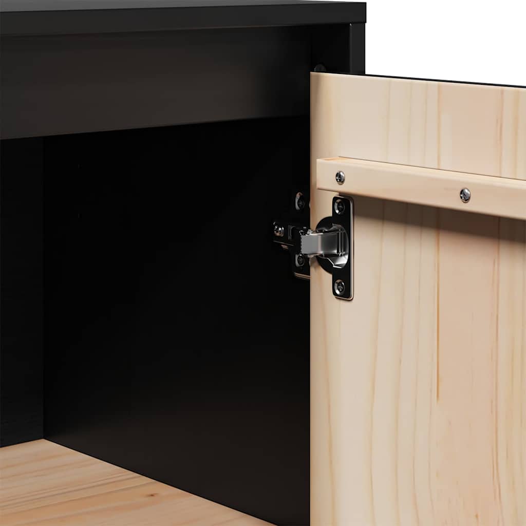 Sideboards 2 pcs Black 31,5x34x75 cm Solid Wood Pine
