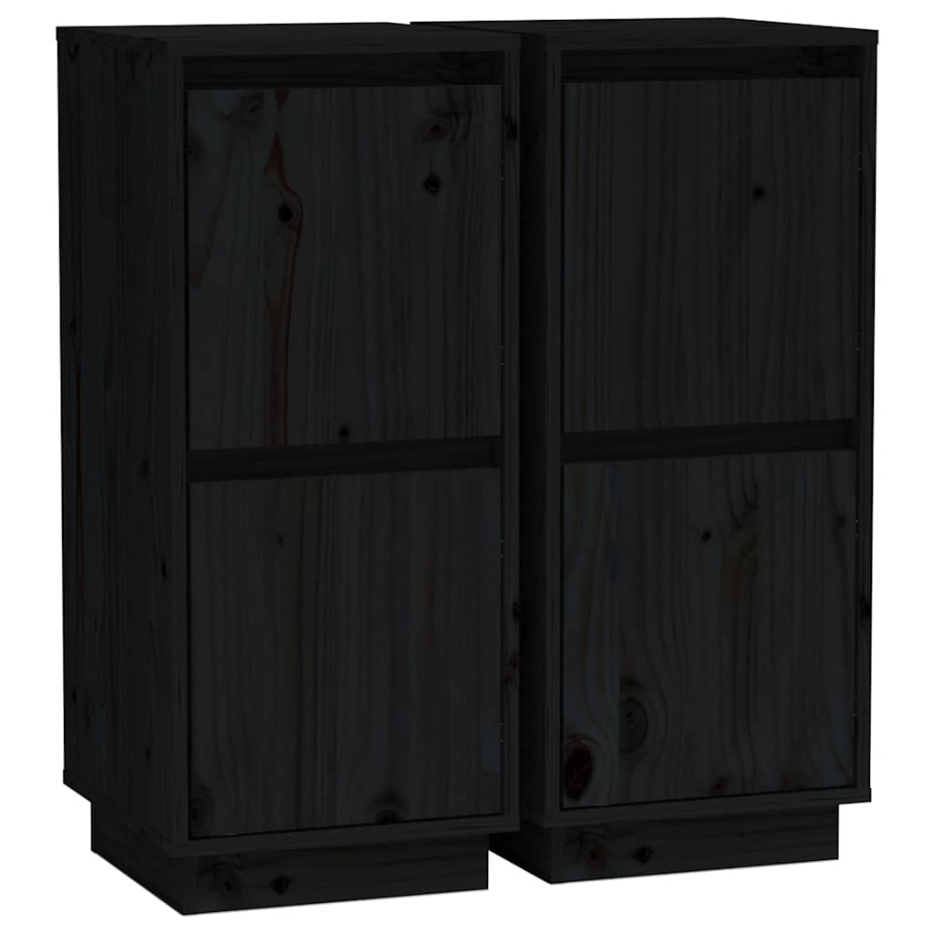 Sideboard | Set of 2 | Black | Solid pine wood, MDF | Standard