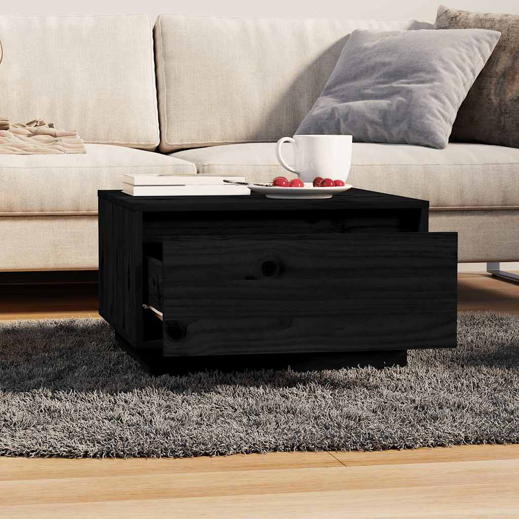Coffee Table Black 55x56x32 cm Solid Wood Pine