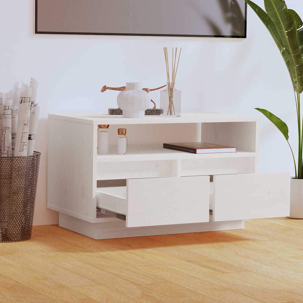 TV Cabinet White 60x35x37 cm Solid Wood Pine