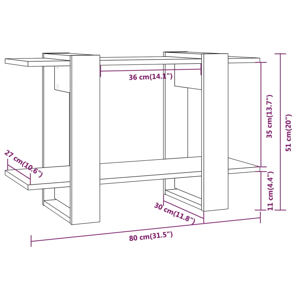 Book Cabinet/Room Divider Concrete Grey 80x30x51 cm
