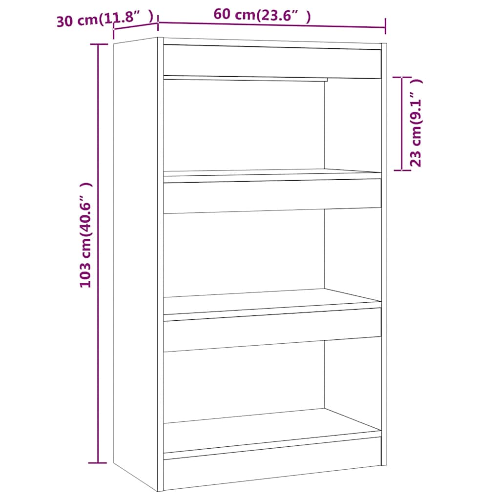 Book Cabinet/Room Divider Concrete Grey 60x30x103 cm Engineered Wood