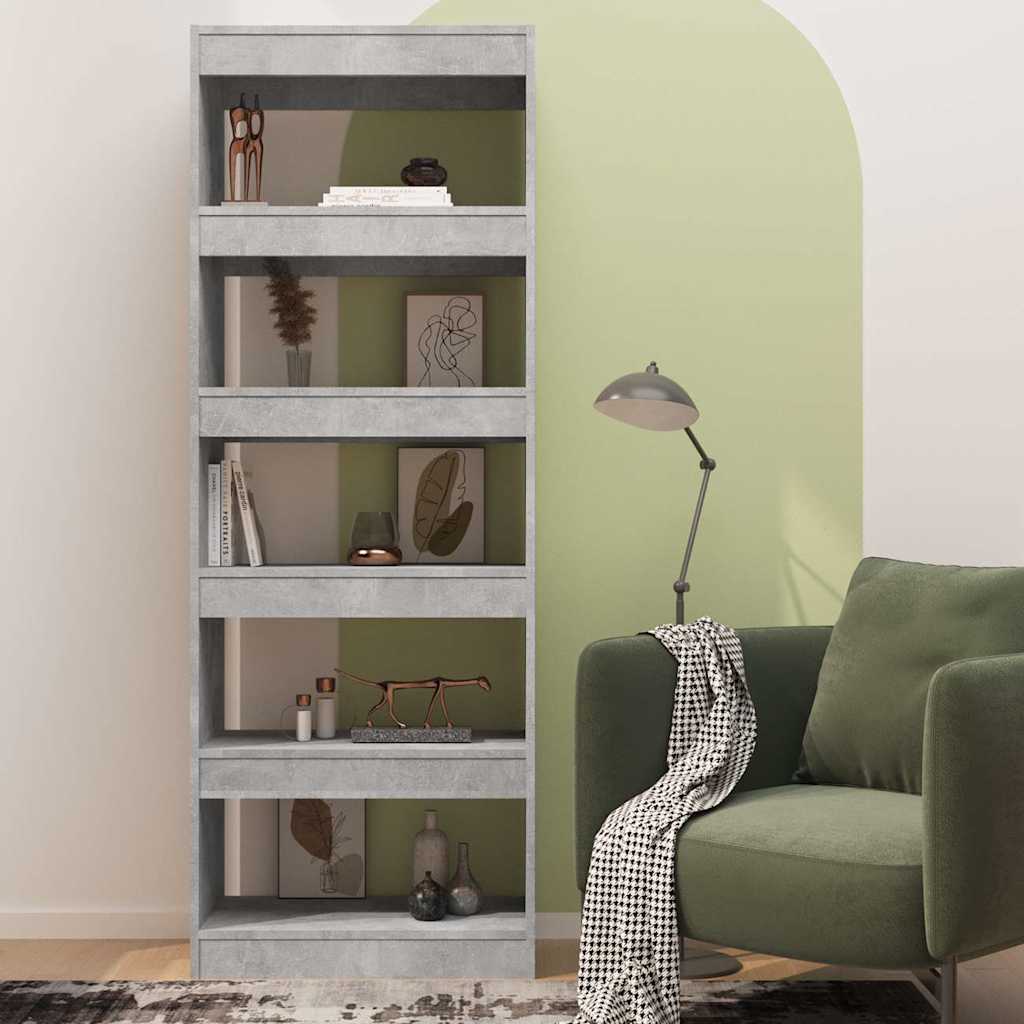 Book Cabinet/Room Divider Concrete Grey 60x30x166 cm