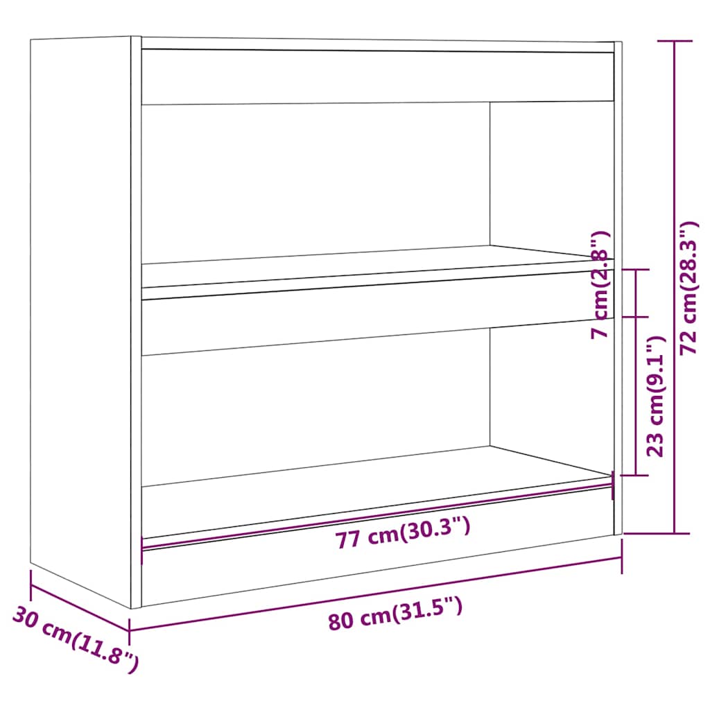 811691 vidaXL Book Cabinet/Room Divider White 80x30x72 cm