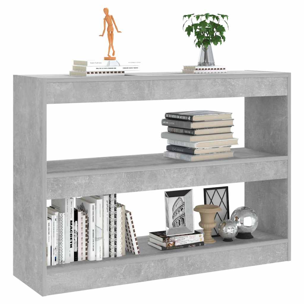 811740 vidaXL Book Cabinet/Room Divider Concrete Grey 100x30x72 cm