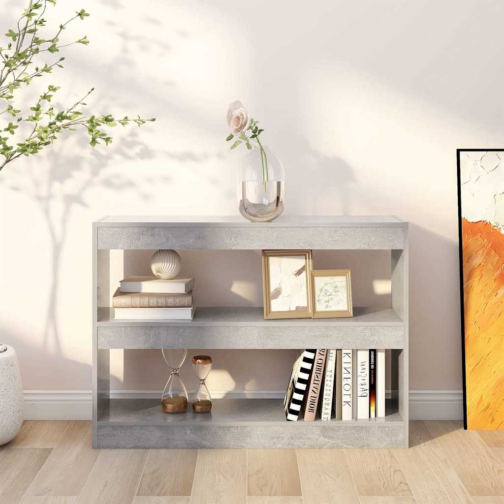 811740 vidaXL Book Cabinet/Room Divider Concrete Grey 100x30x72 cm