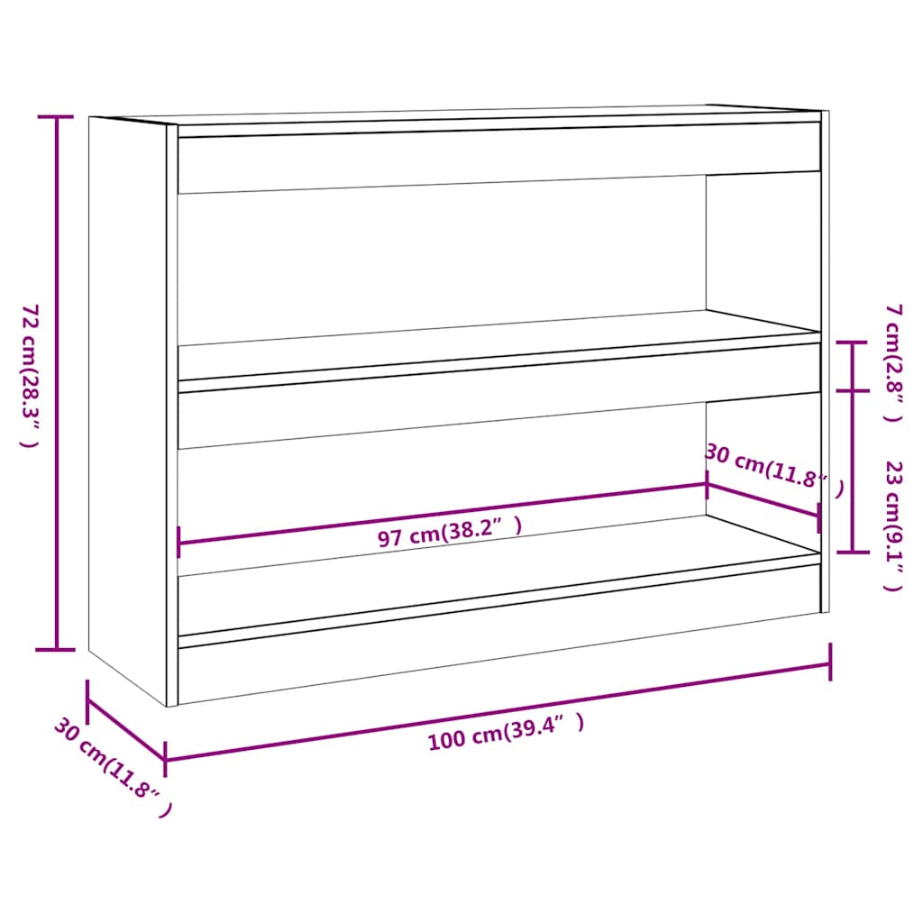 811740 vidaXL Book Cabinet/Room Divider Concrete Grey 100x30x72 cm
