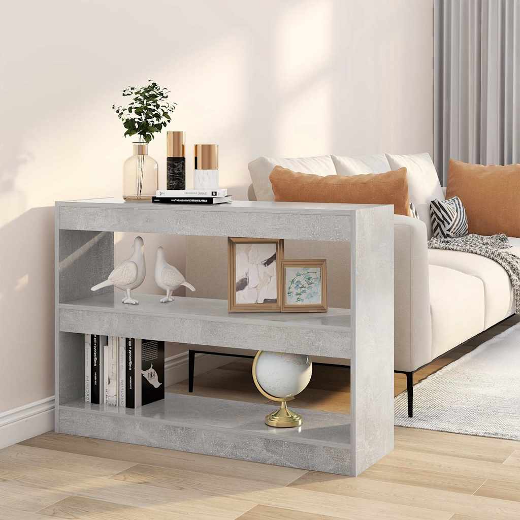 811740 vidaXL Book Cabinet/Room Divider Concrete Grey 100x30x72 cm