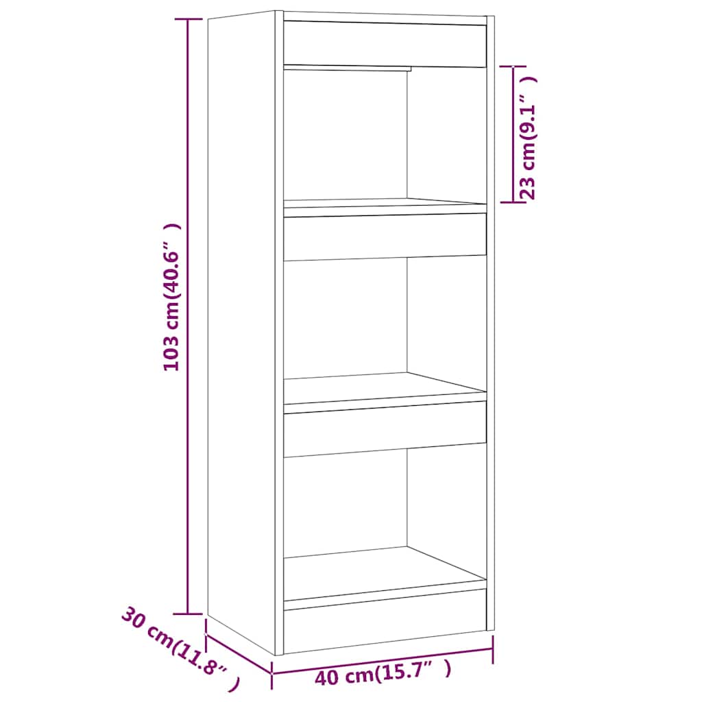 Book Cabinet/Room Divider Grey Sonoma 40x30x103 cm