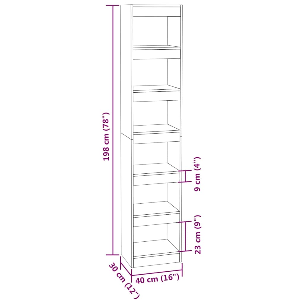 Book Cabinet/Room Divider Smoked Oak 40x30x198 cm