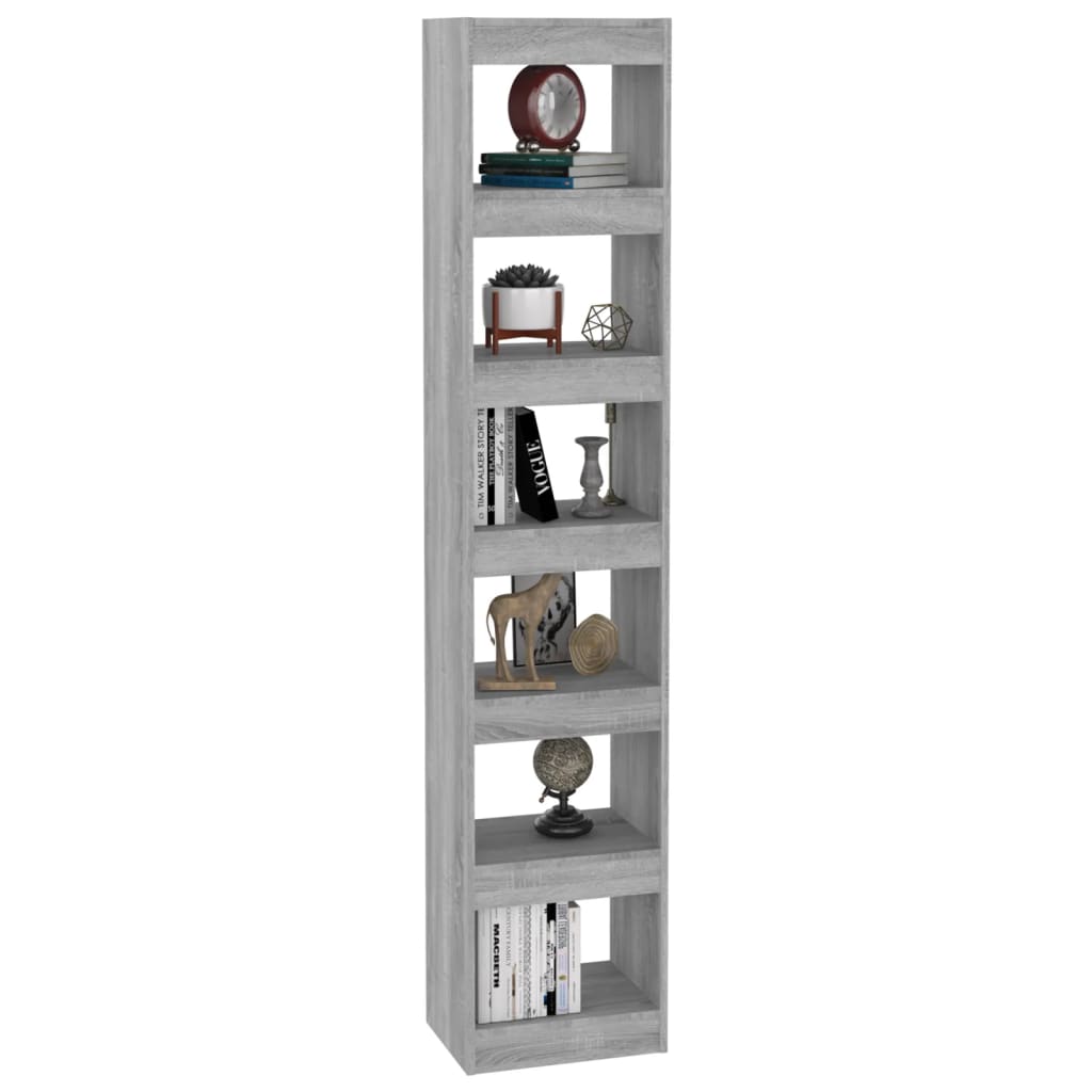 vidaXL Book Cabinet/Room Divider Grey Sonoma 40x30x198 cm