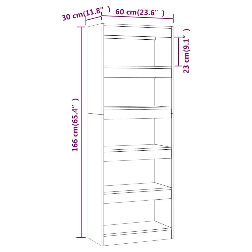 Book Cabinet/Room Divider Smoked Oak 60x30x166 cm