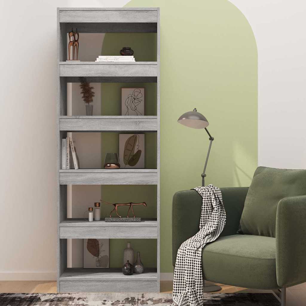 Book Cabinet/Room Divider Grey Sonoma 60x30x166 cm
