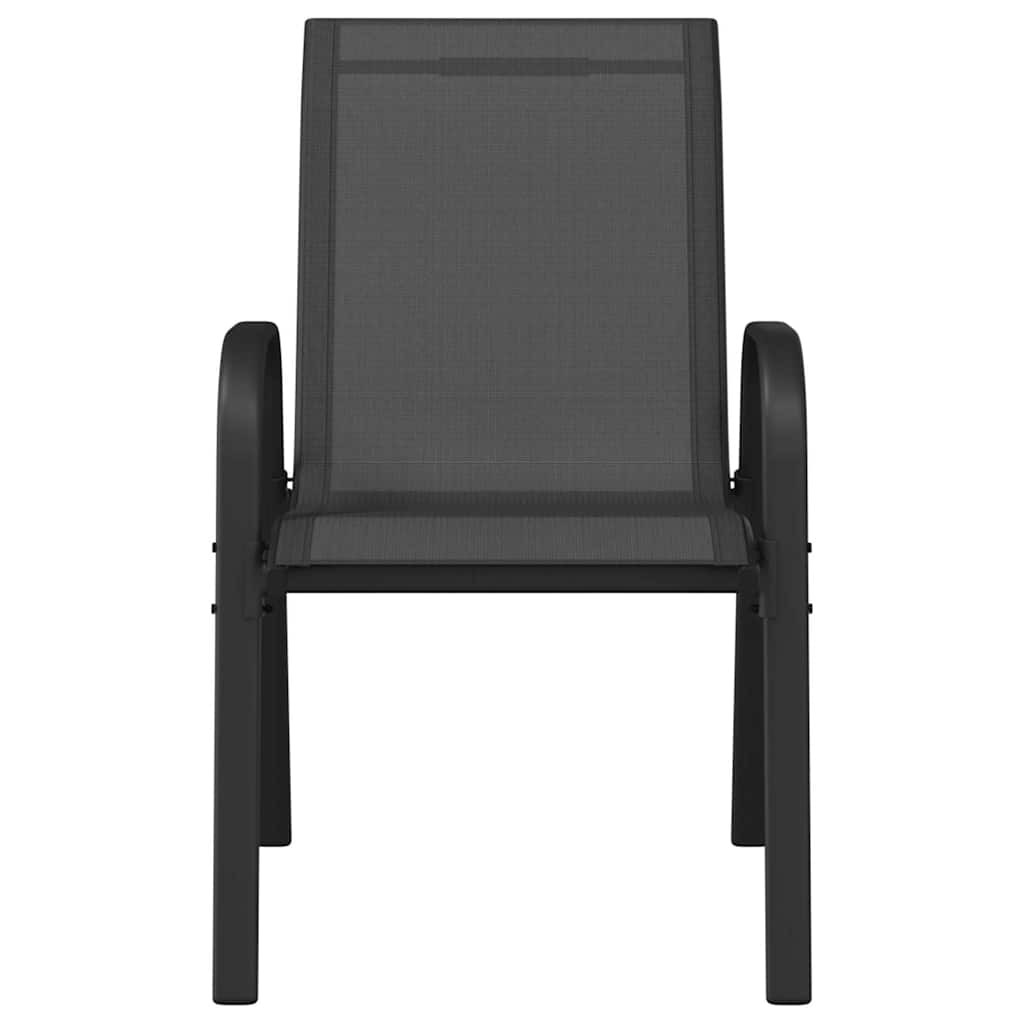 318777 vidaXL Stackable Garden Chairs 2 pcs Black Textilene Fabric