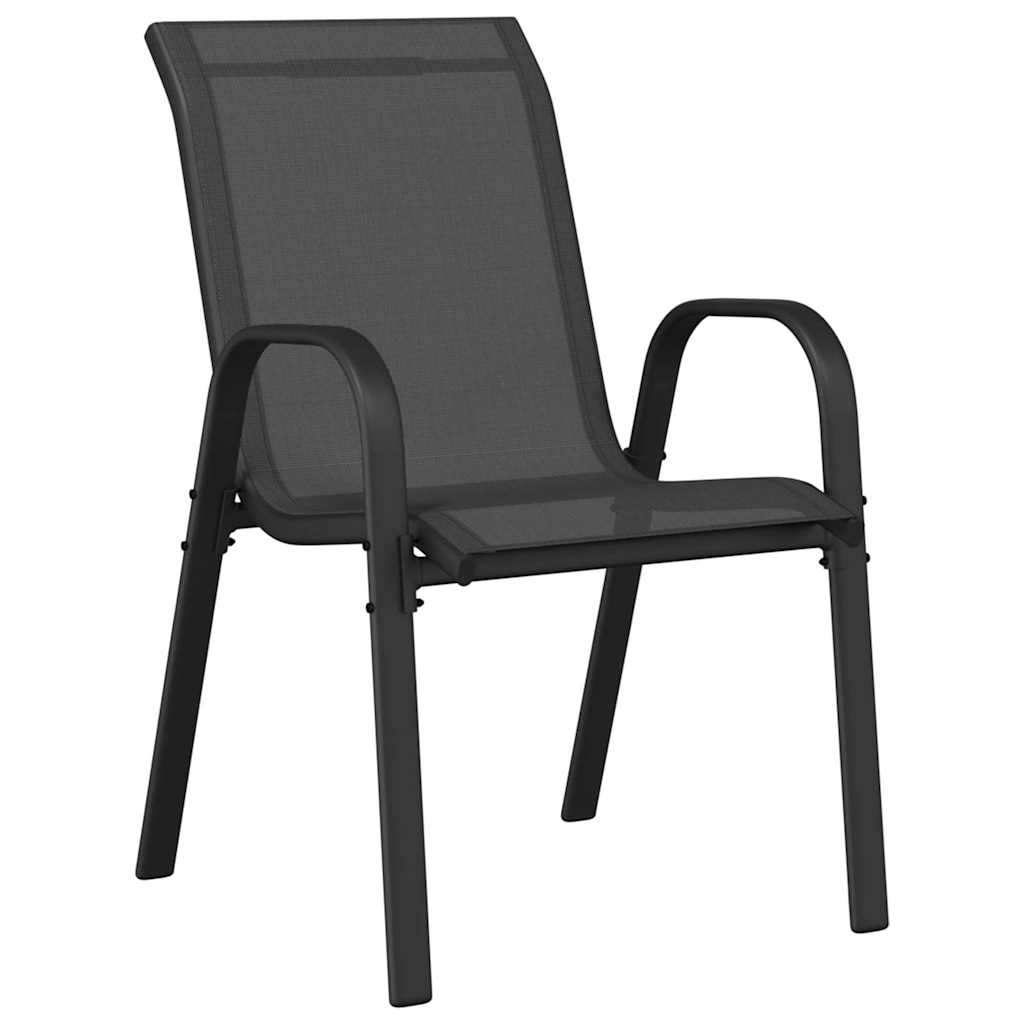 318777 vidaXL Stackable Garden Chairs 2 pcs Black Textilene Fabric
