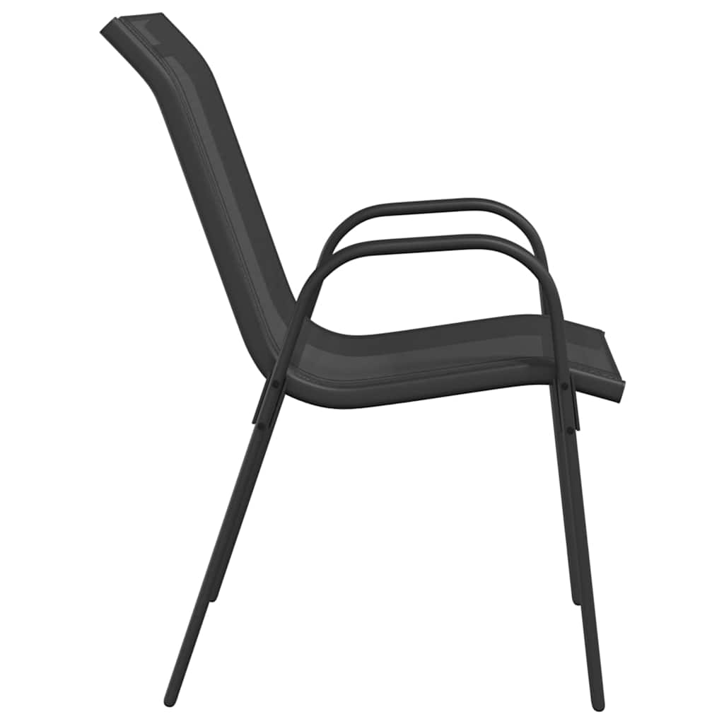 318777 vidaXL Stackable Garden Chairs 2 pcs Black Textilene Fabric