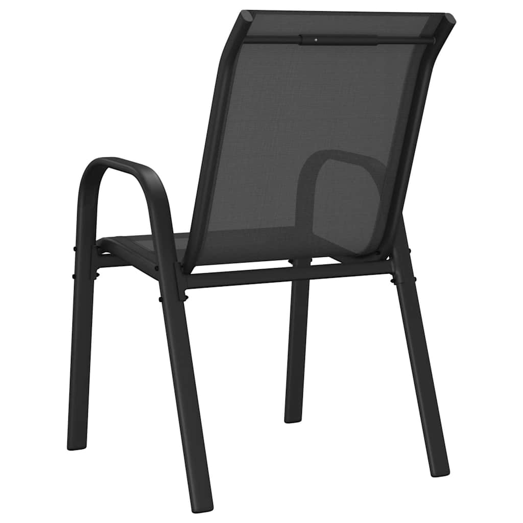 318777 vidaXL Stackable Garden Chairs 2 pcs Black Textilene Fabric