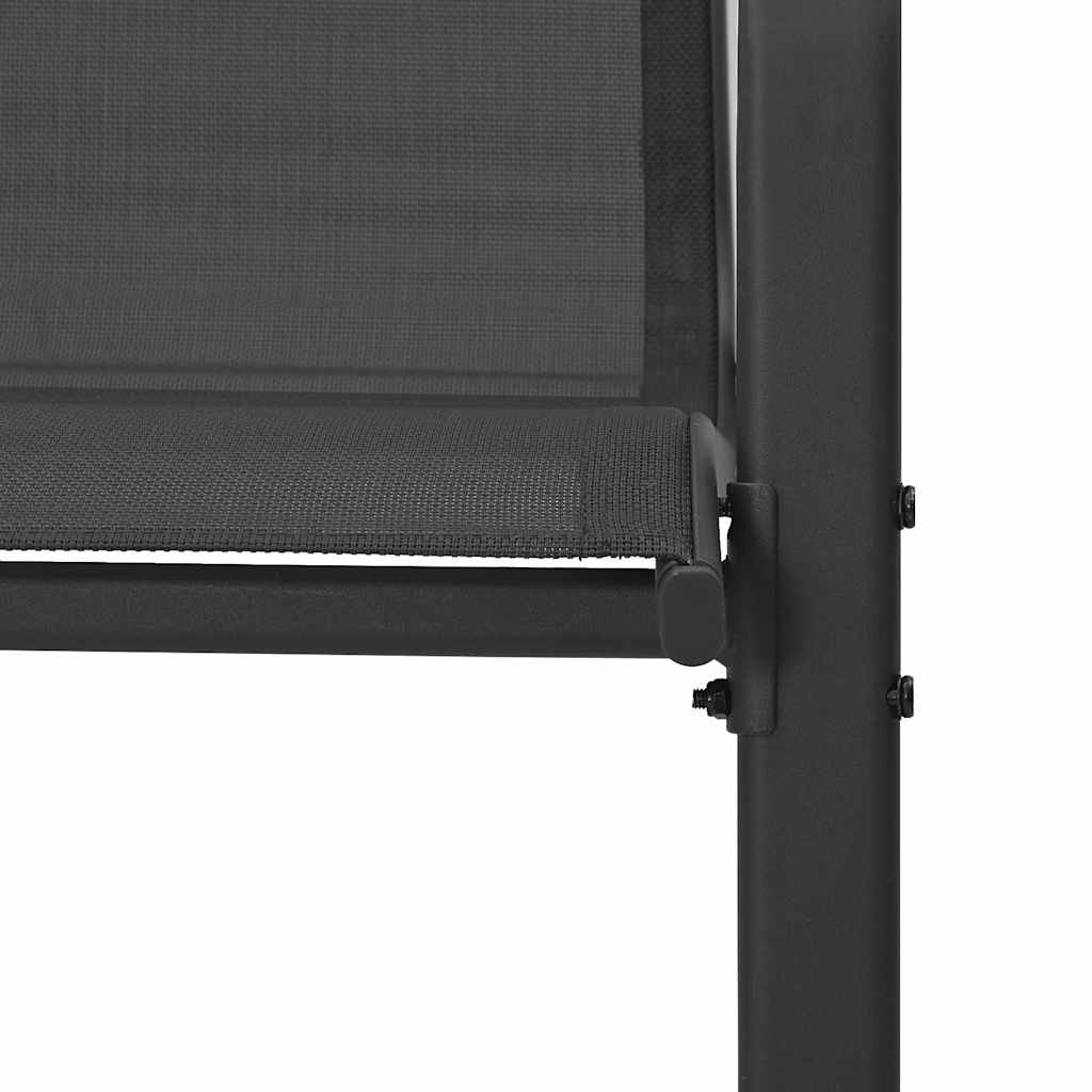 318777 vidaXL Stackable Garden Chairs 2 pcs Black Textilene Fabric