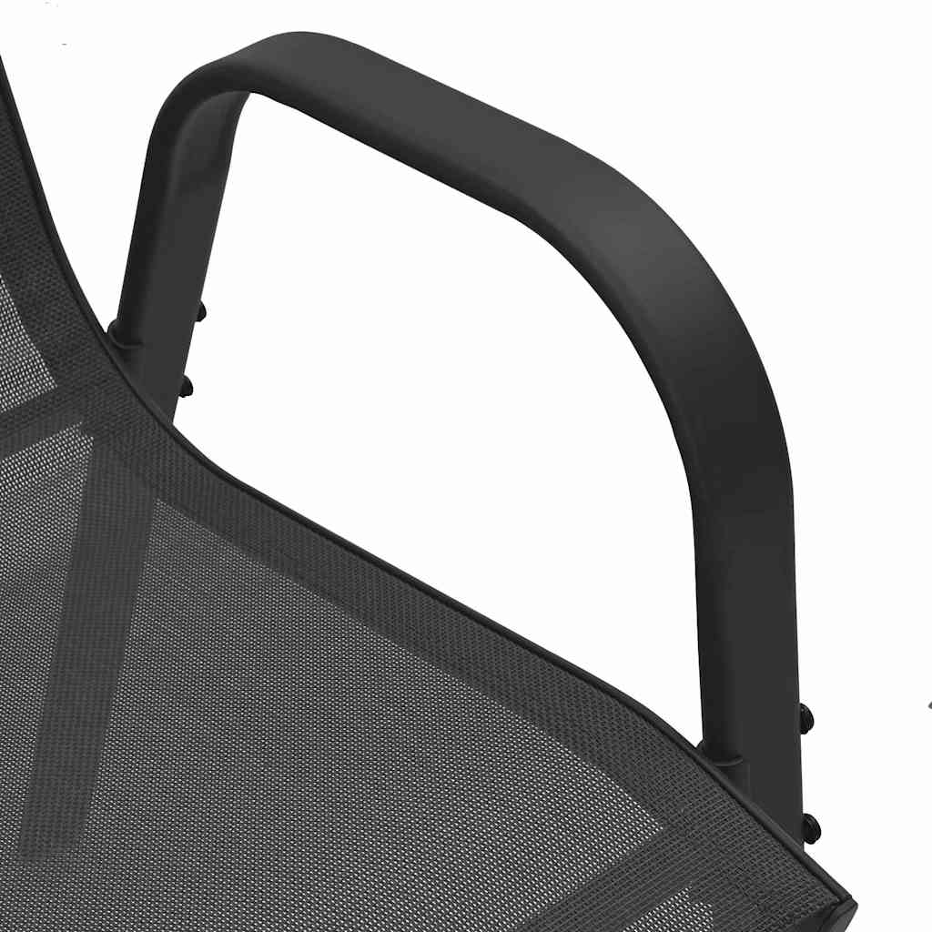 318777 vidaXL Stackable Garden Chairs 2 pcs Black Textilene Fabric