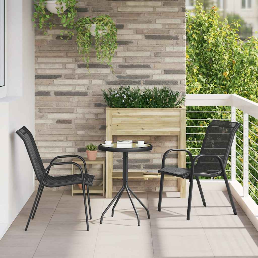 318777 vidaXL Stackable Garden Chairs 2 pcs Black Textilene Fabric
