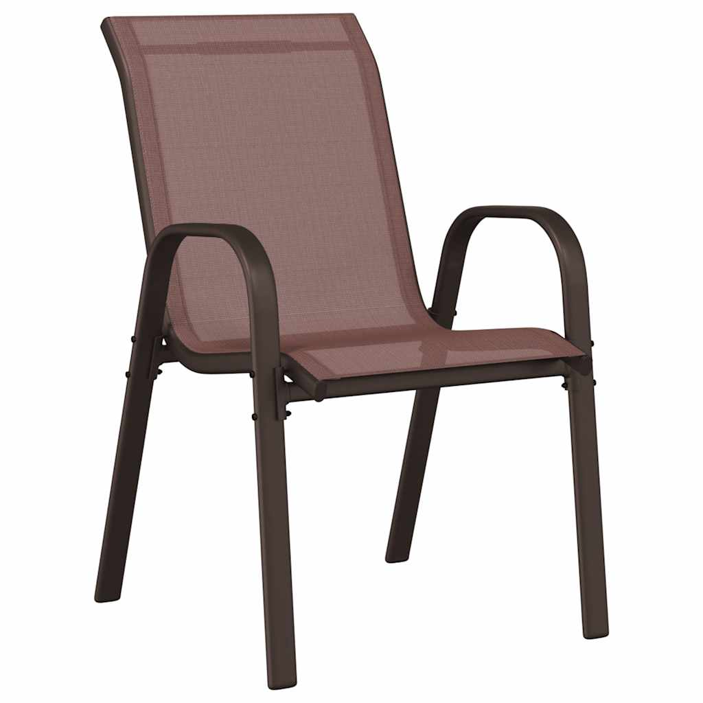 Stackable Garden Chairs 4 pcs Brown Textilene Fabric