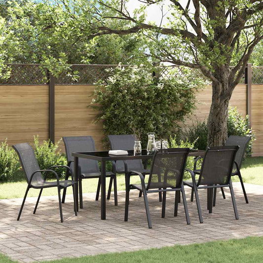 vidaXL Stackable Garden Chairs 6 pcs Black Textilene Fabric