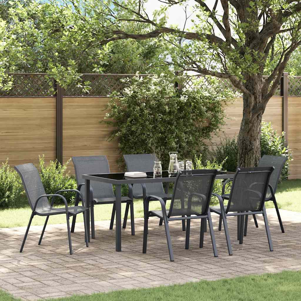 vidaXL Stackable Garden Chairs 6 pcs Grey Textilene Fabric