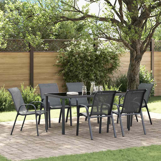vidaXL Stackable Garden Chairs 6 pcs Grey Textilene Fabric