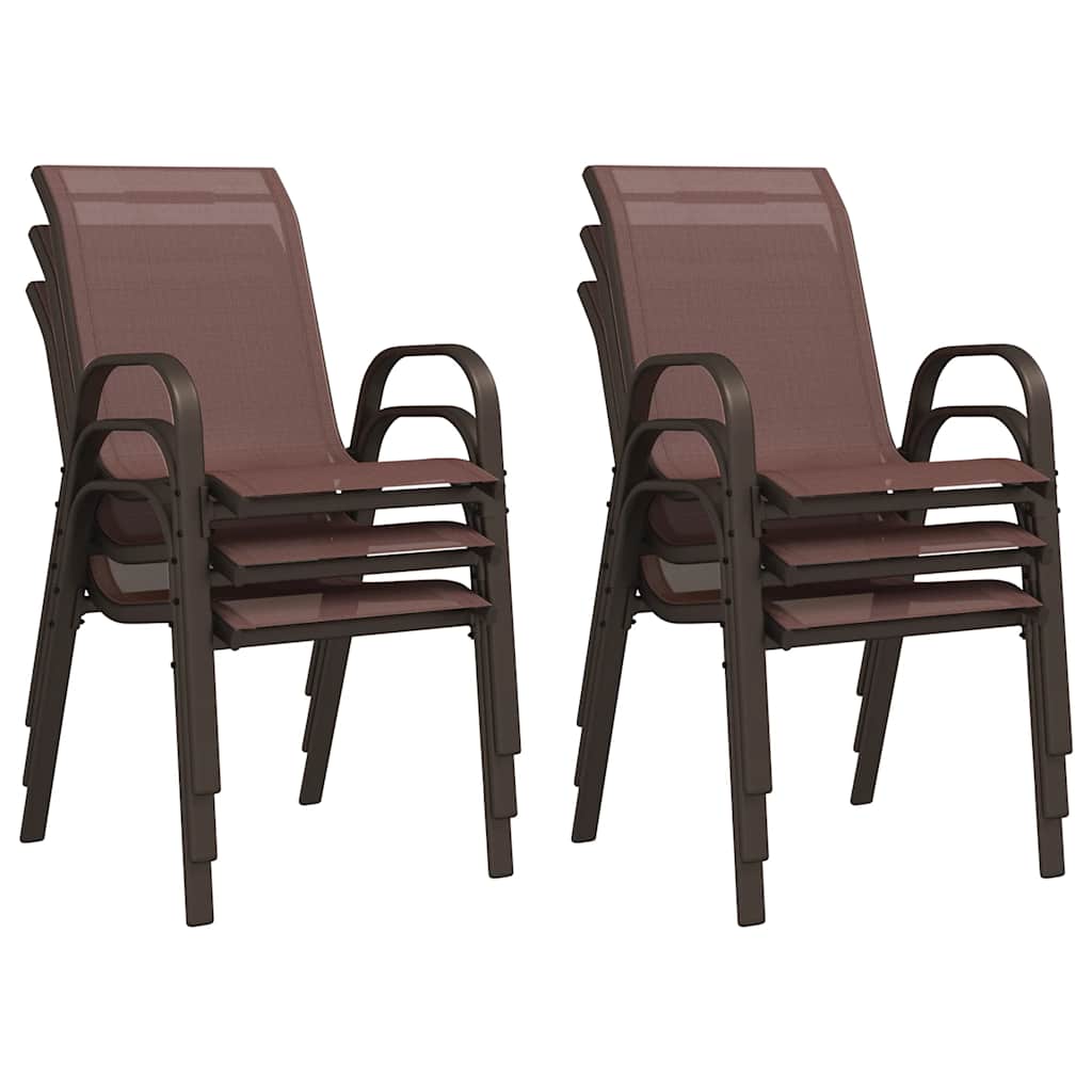 vidaXL Stackable Garden Chairs 6 pcs Brown Textilene Fabric