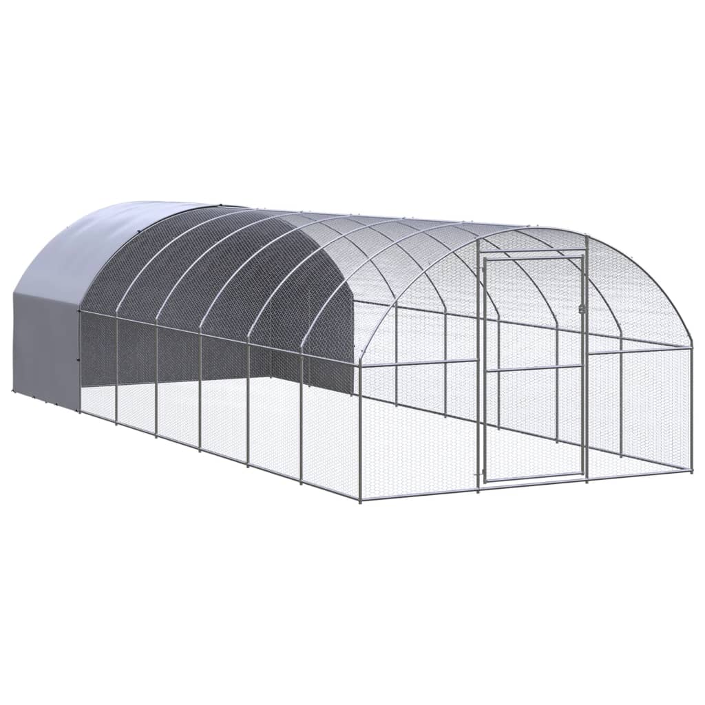 vidaXL Outdoor Chicken Coop 3x8x2 m Galvanised Steel