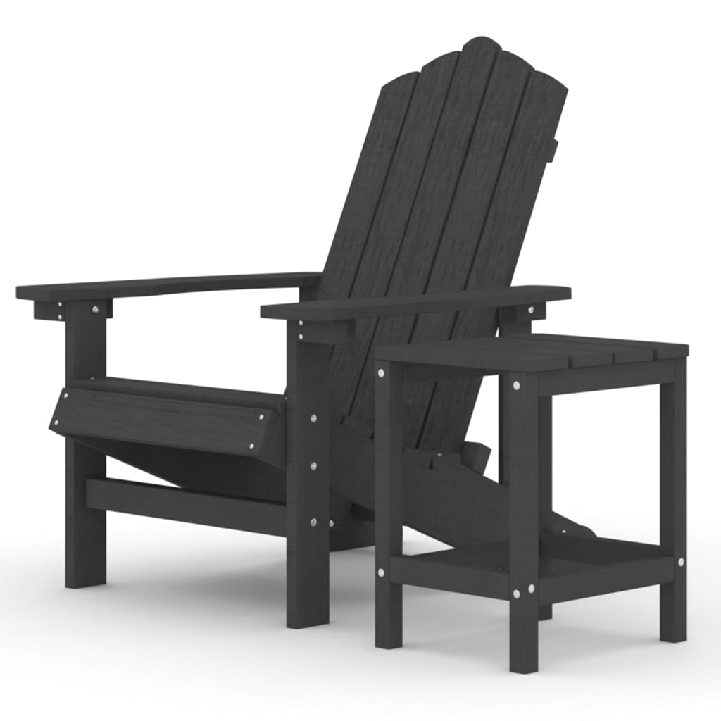 vidaXL Garden Adirondack Chair with Table HDPE Anthracite