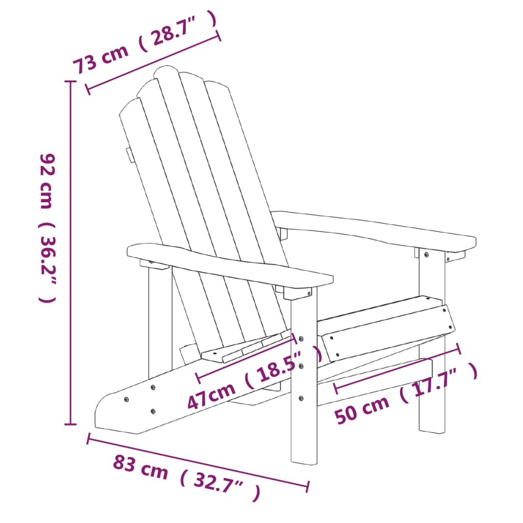 vidaXL Garden Adirondack Chair with Table HDPE Anthracite