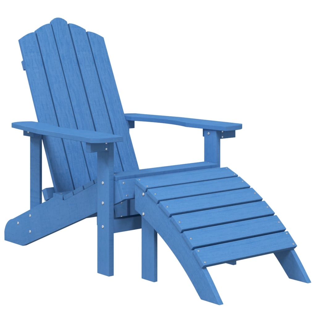 vidaXL Garden Adirondack Chairs with Footstool & Table HDPE Aqua Blue