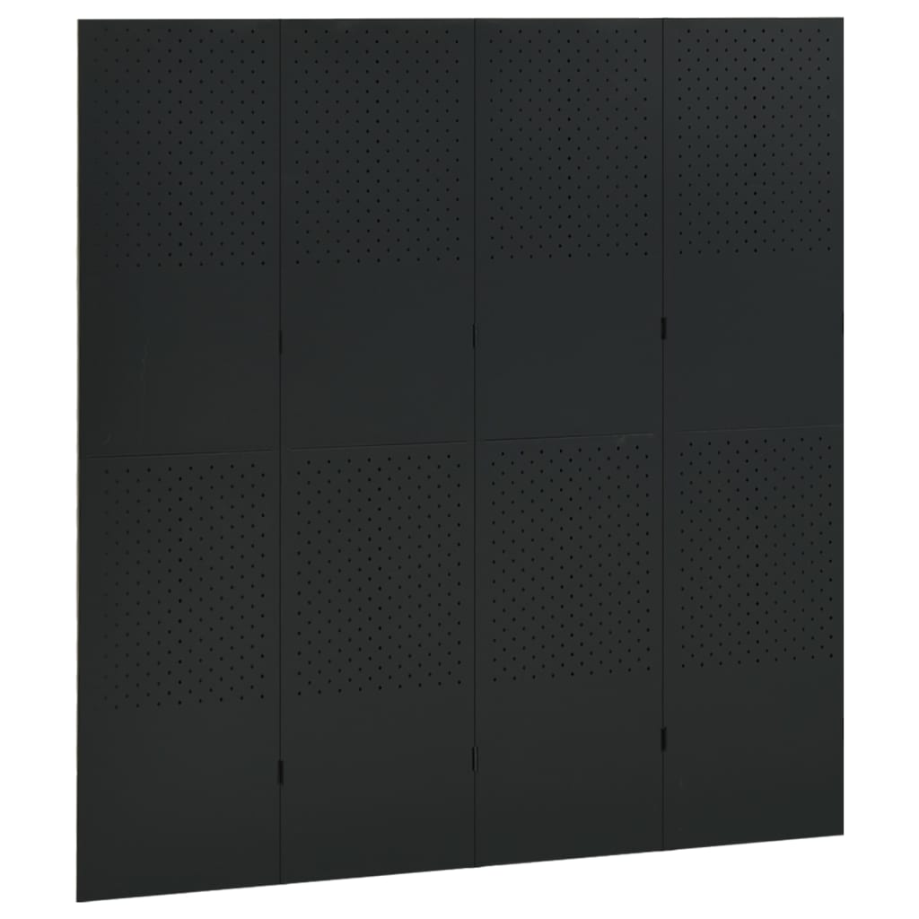4-Panel Room Dividers 2 pcs Black 160x180 cm Steel
