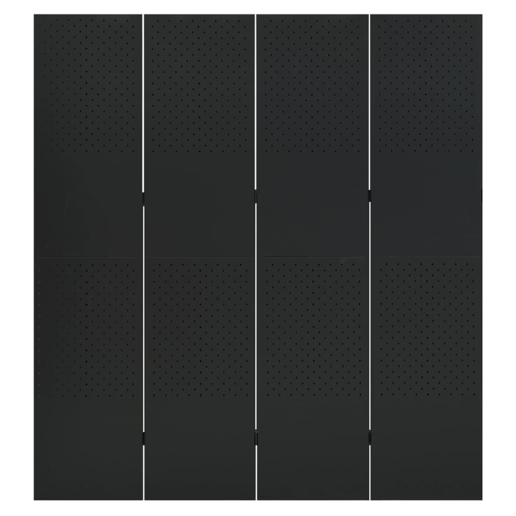 4-Panel Room Dividers 2 pcs Black 160x180 cm Steel