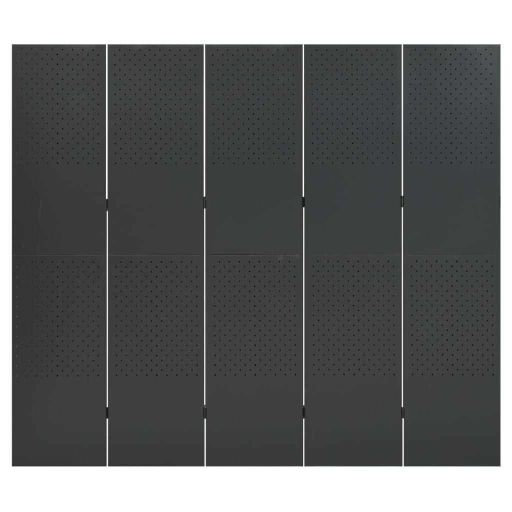 5-Panel Room Dividers 2 pcs Anthracite 200x180 cm Steel
