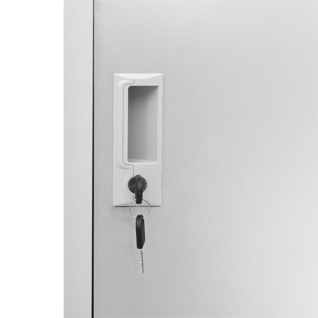 Locker Cabinet | Set of 2 | Light grey | Steel | 92.5 cm tall, compact