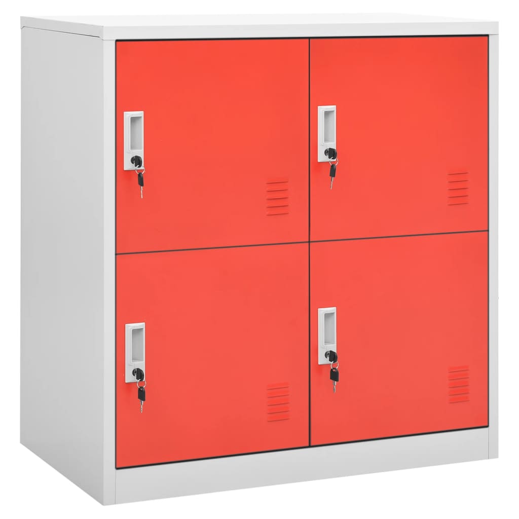 Locker Cabinets 2 pcs Light Grey and Red 90x45x92.5 cm Steel