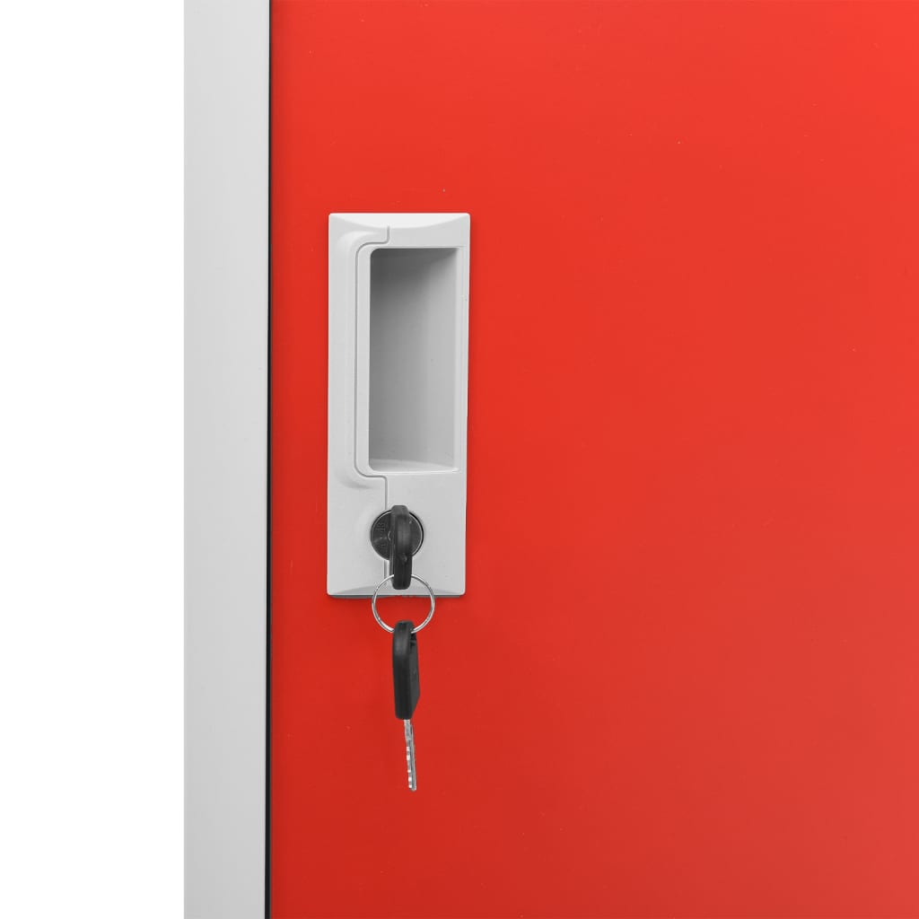 Locker Cabinets 2 pcs Light Grey and Red 90x45x92.5 cm Steel