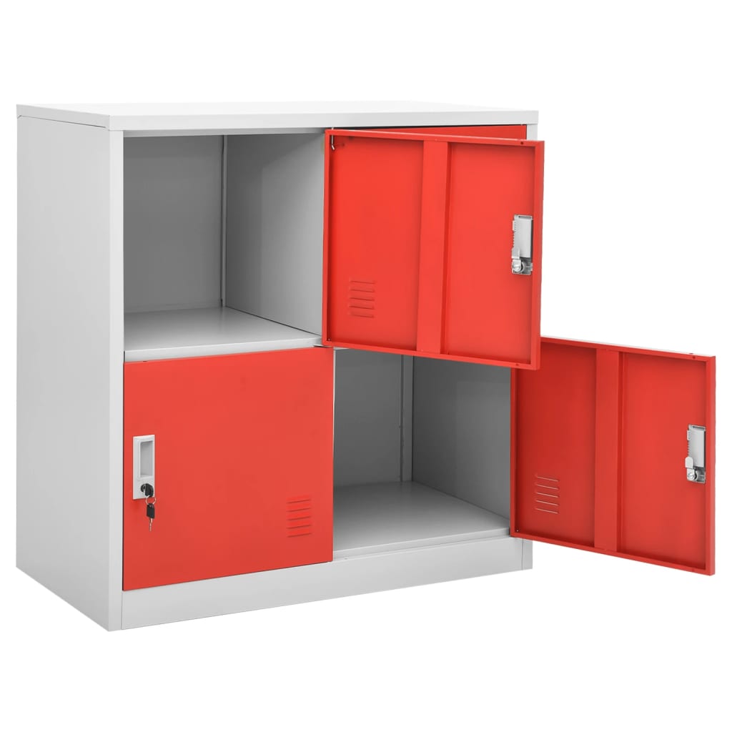 Locker Cabinets 5 pcs Light Grey and Red 90x45x92.5 cm Steel